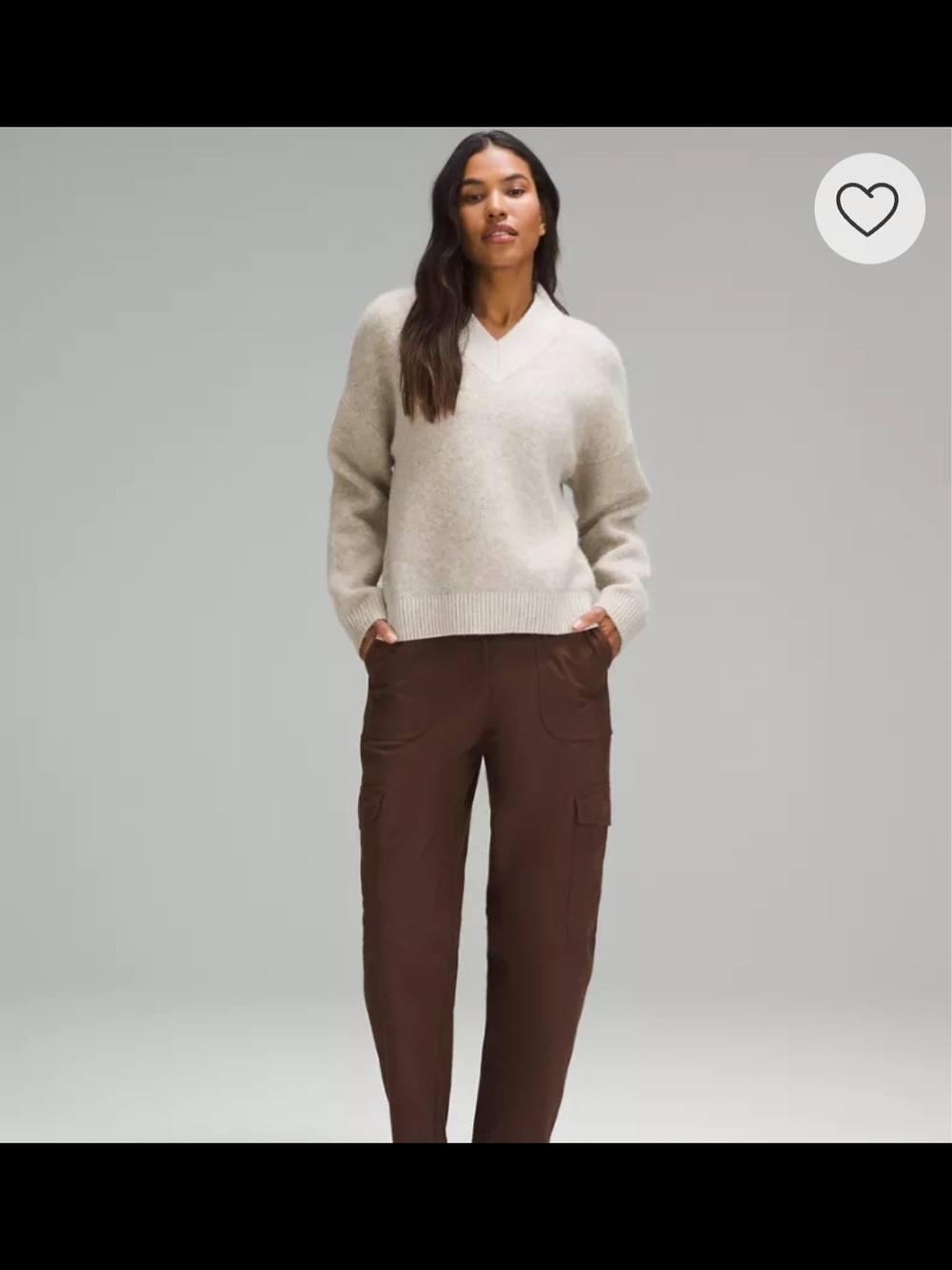 lululemon athletica V-Neck Sweater in Cream
